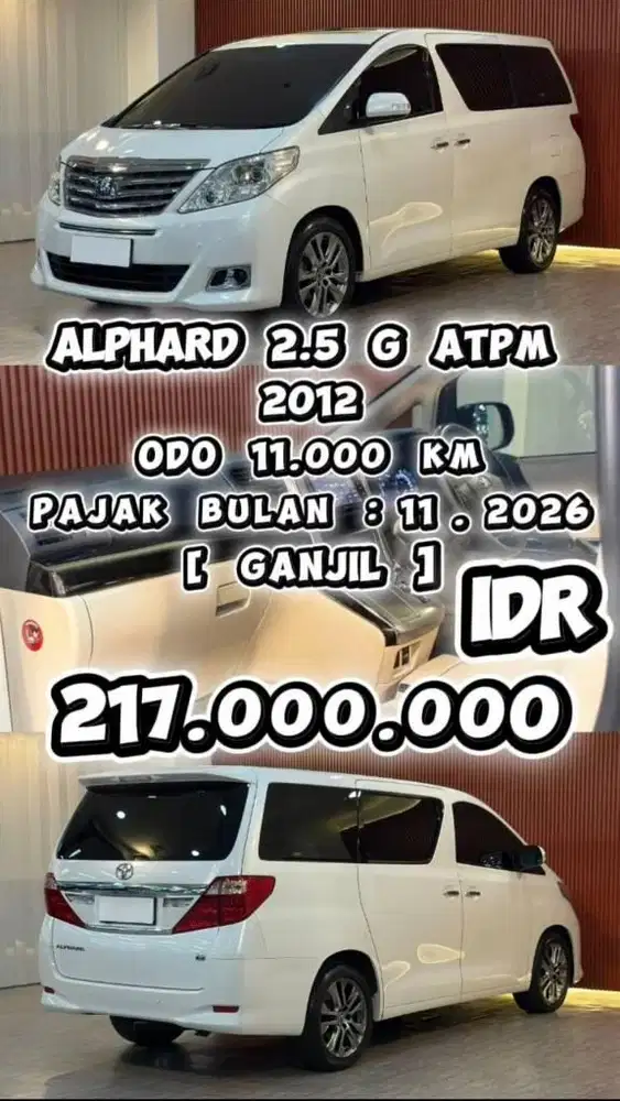 [ 3 YEAR WARRANTY ] TOYOTA ALPHARD G ATPM 2012 AT SIAP PAKAI