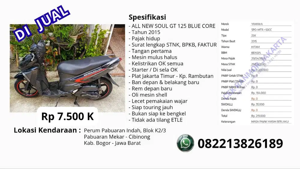 DI JUAL ALL NEW SOUL GT 125 BLUE CORE TAHUN 2015