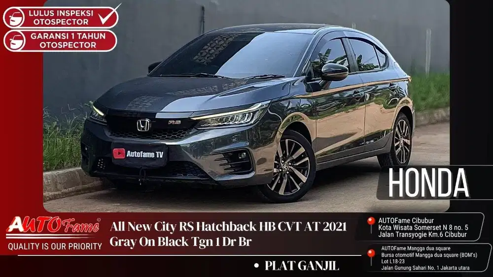 Honda All New City RS Hatchback HB CVT AT 2021 Gray On Black