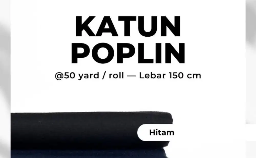 Katun poplin roll Kahatex 50 yard hitam