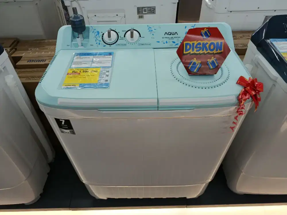Mesin Cuci 2 Tabung Aqua 8 KG Cicilan Tanpa DP Gratis 2x Cicilan