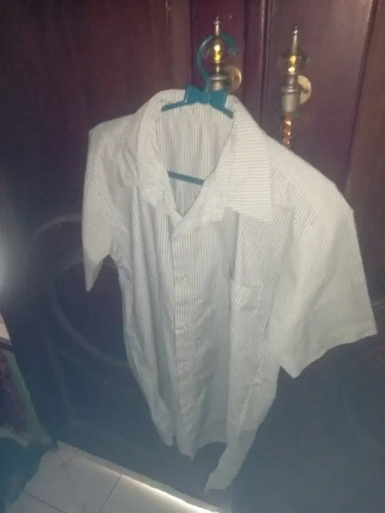 Kemeja Lengan Pendek Motif Salur