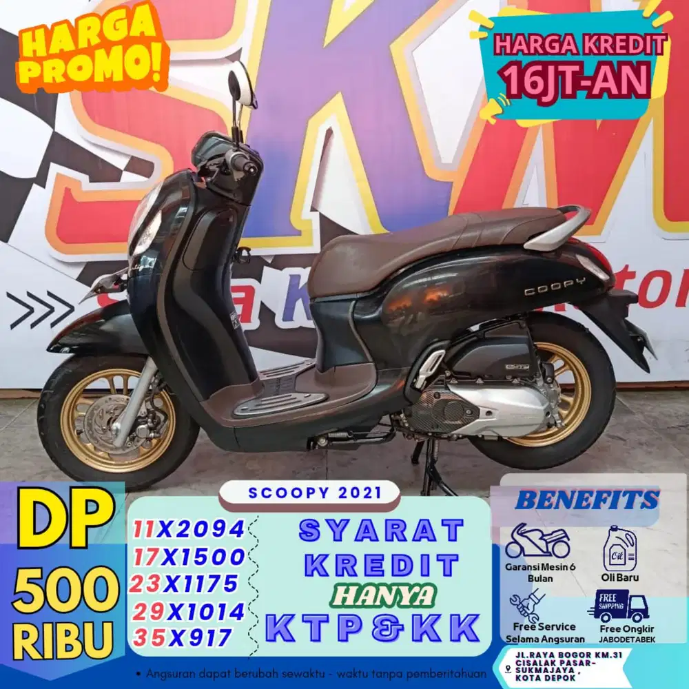 ( scoopy tahun 2021 dp:500 potongan tenor 2bulan cash credit