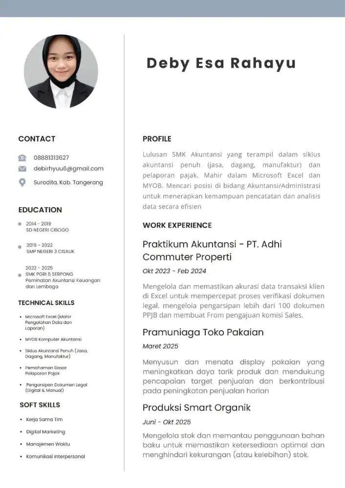 Fresh Graduate mencari pekerjaan, mahir Ms Office & Teliti