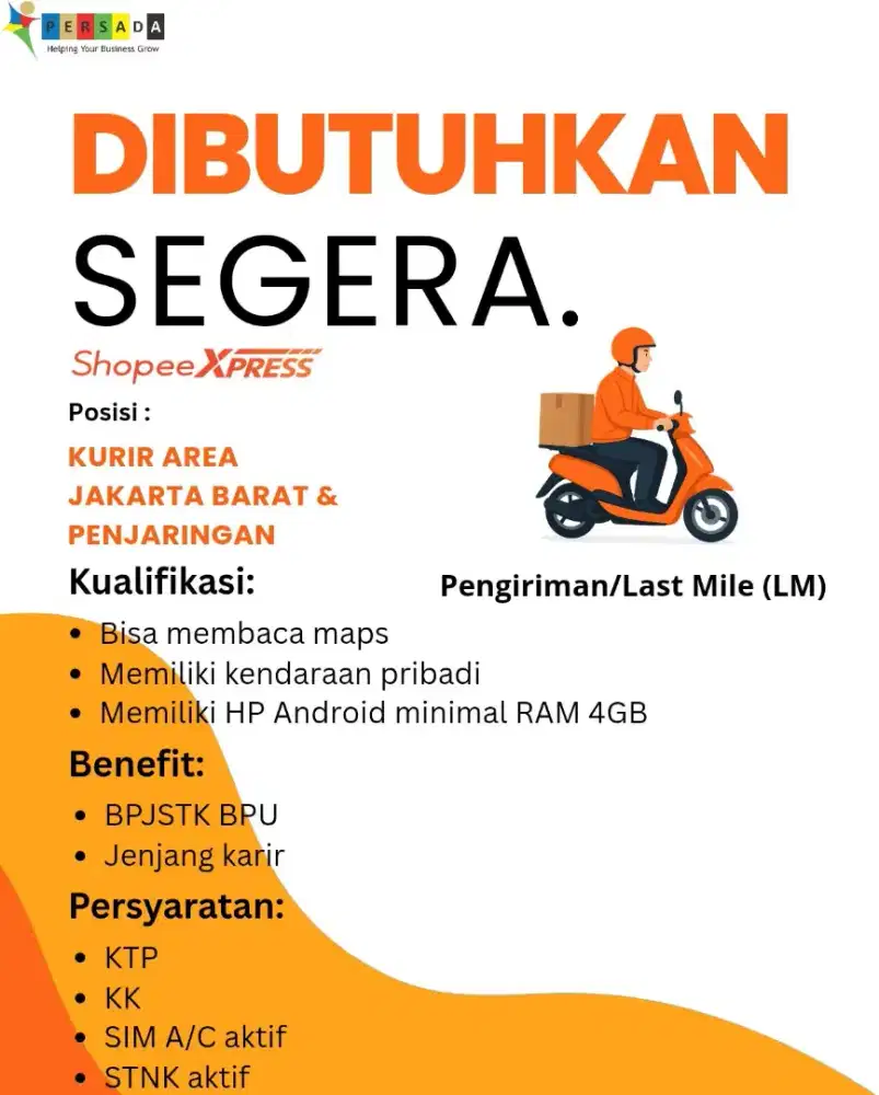 Kurir Motor Shopee Express (SPX) Area Jakarta Barat