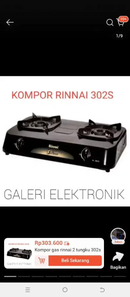 Kompor rinai+ tabung gasnya