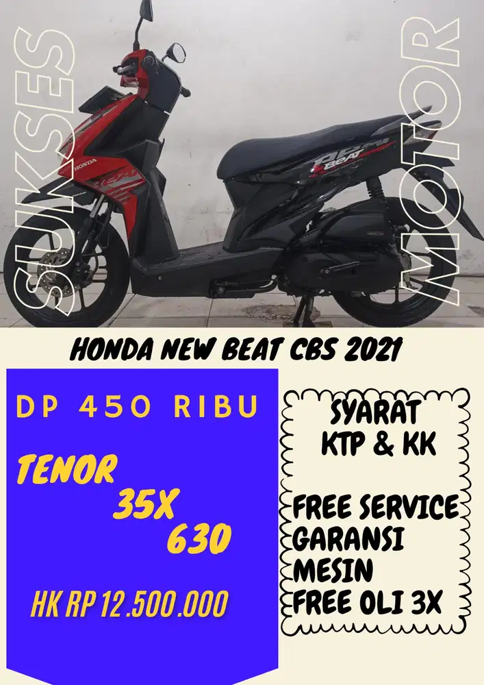 DP TERMURAH HONDA NEW BEAT CBS 2021 DP 450 RIBU BISA CASH/KREDIT