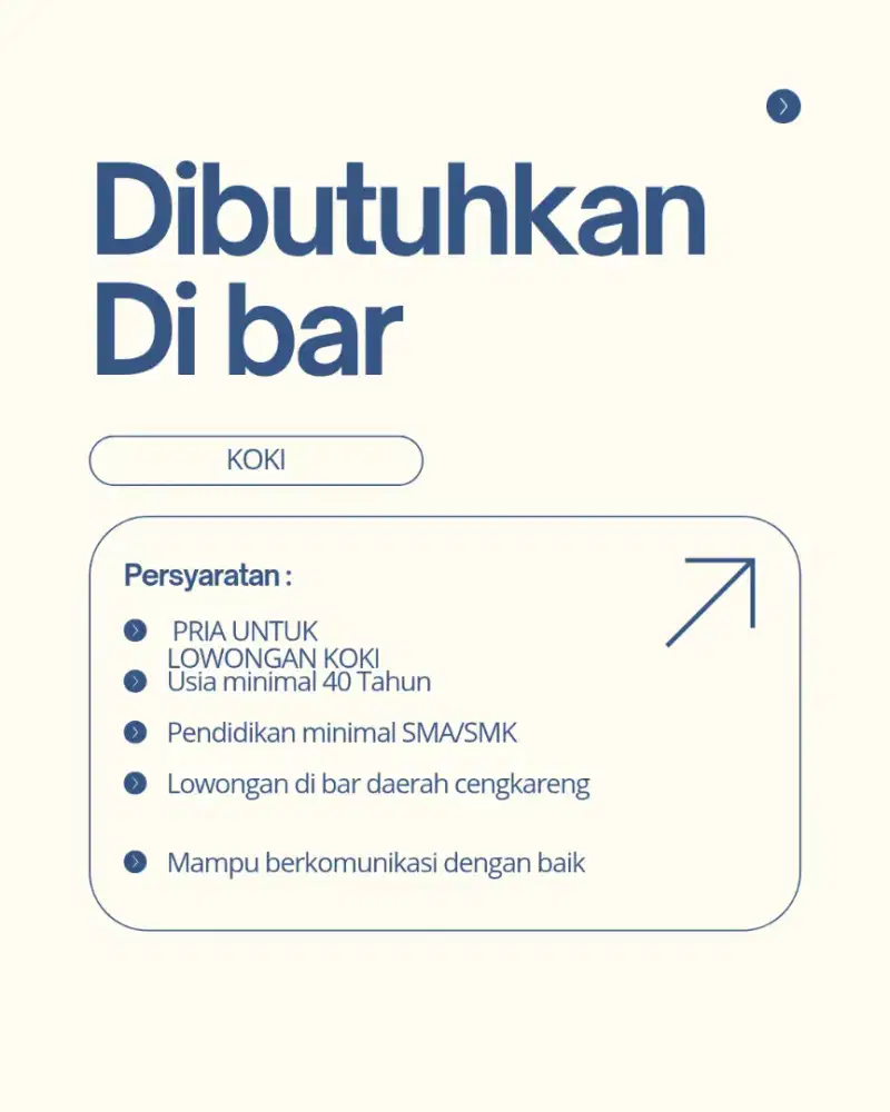 Lowongan koki masakan indonesia dan chinnese food