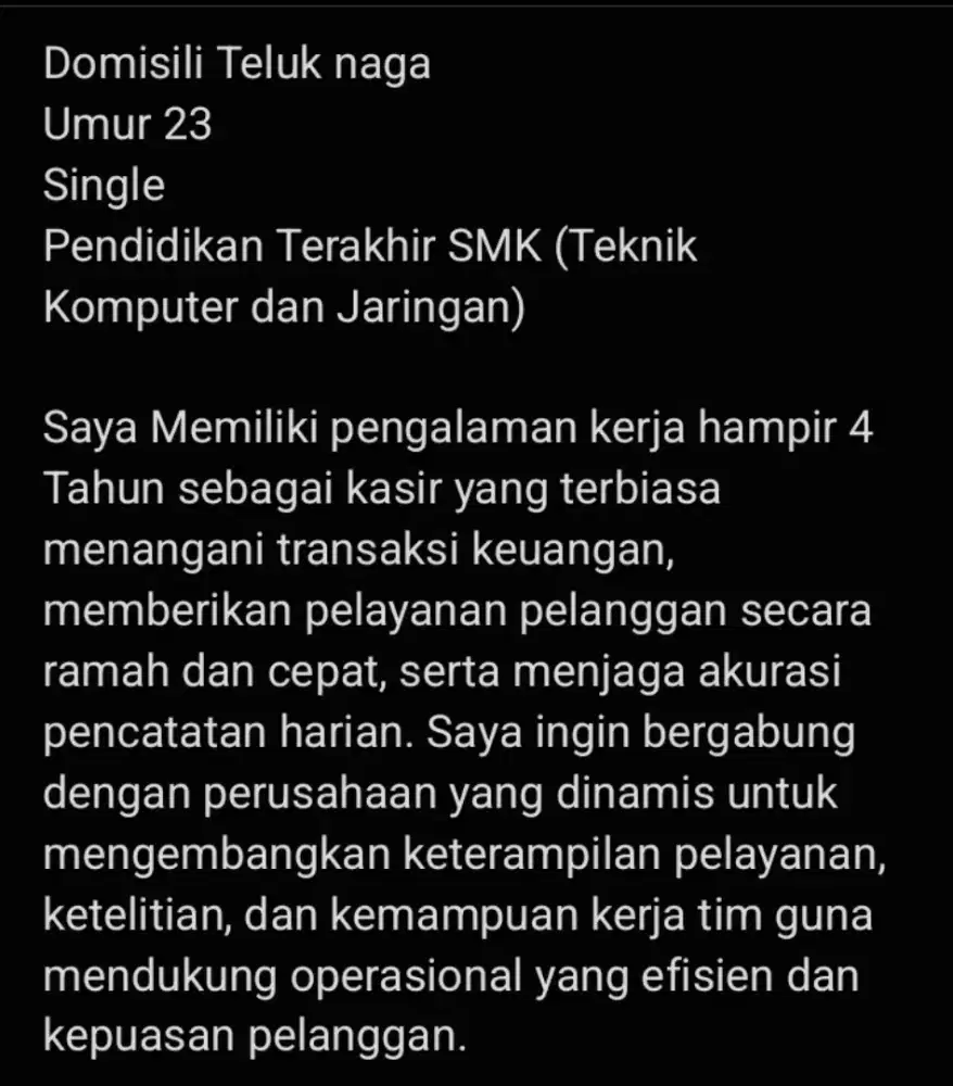 Saya sedang mencari pekerjaan