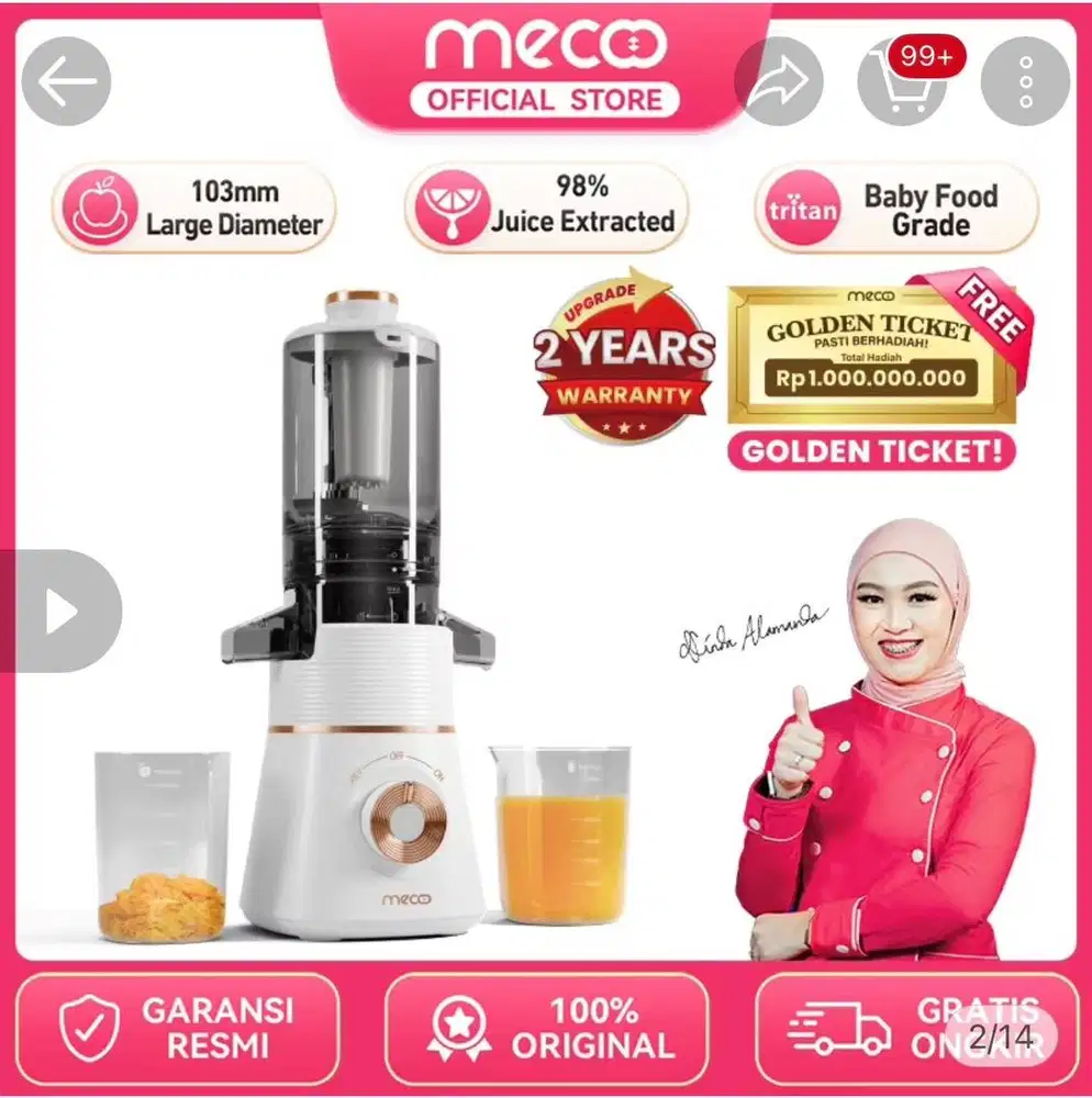 Mecoo Slow Juicer warna Milky White