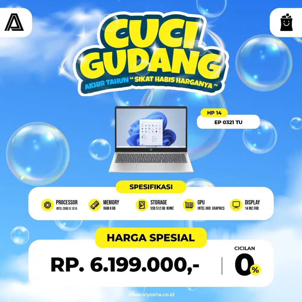 Laptop HP 14 EP0321TU INTEL CORE i3-1315U RAM 4GB SSD 512GB 14INCH FHD