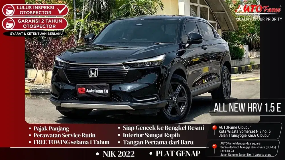 Honda All New HRV 1.5 E CVT NIK 2022 Tgn 1 Dr Br Rear Consule AC