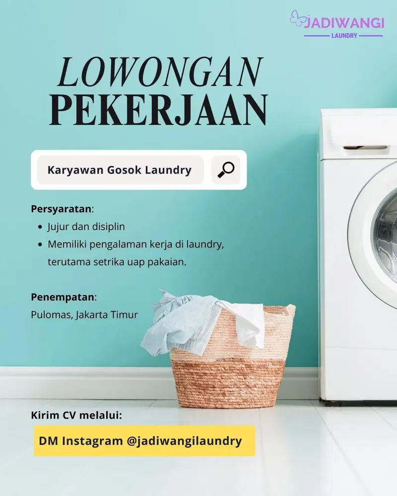Dibutuhkan Karyawan Gosok Laundry di Jakarta Timur