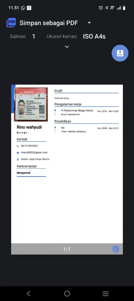 Mencari pekerjaan driver.