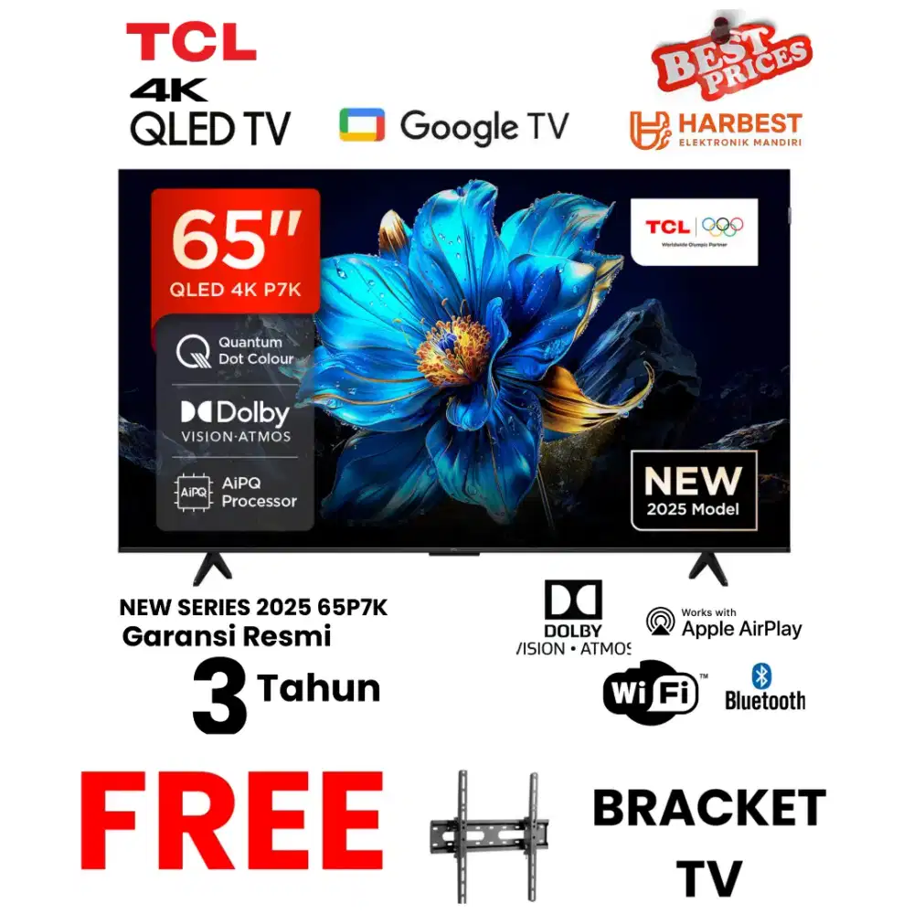 NEW 2024! TCL QLED 4K GOOGLE TV 65 Inch Dolby Atmos 65P7K AIPQ 144 HZ