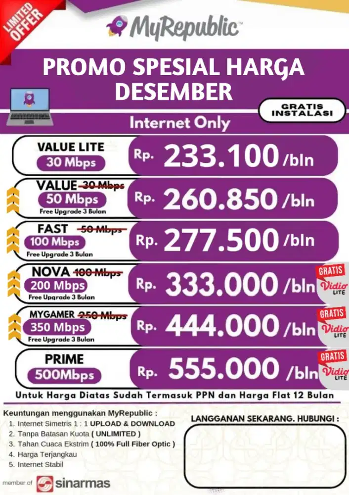 Promo Desember Wifi MyRepublic