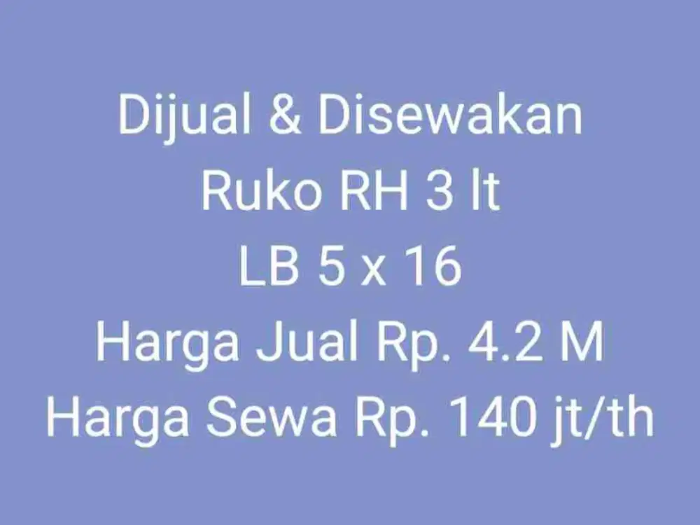 Dijual dan Disewakan Ruko Rolling Hills 3 lt Tjg Bunga Makassar