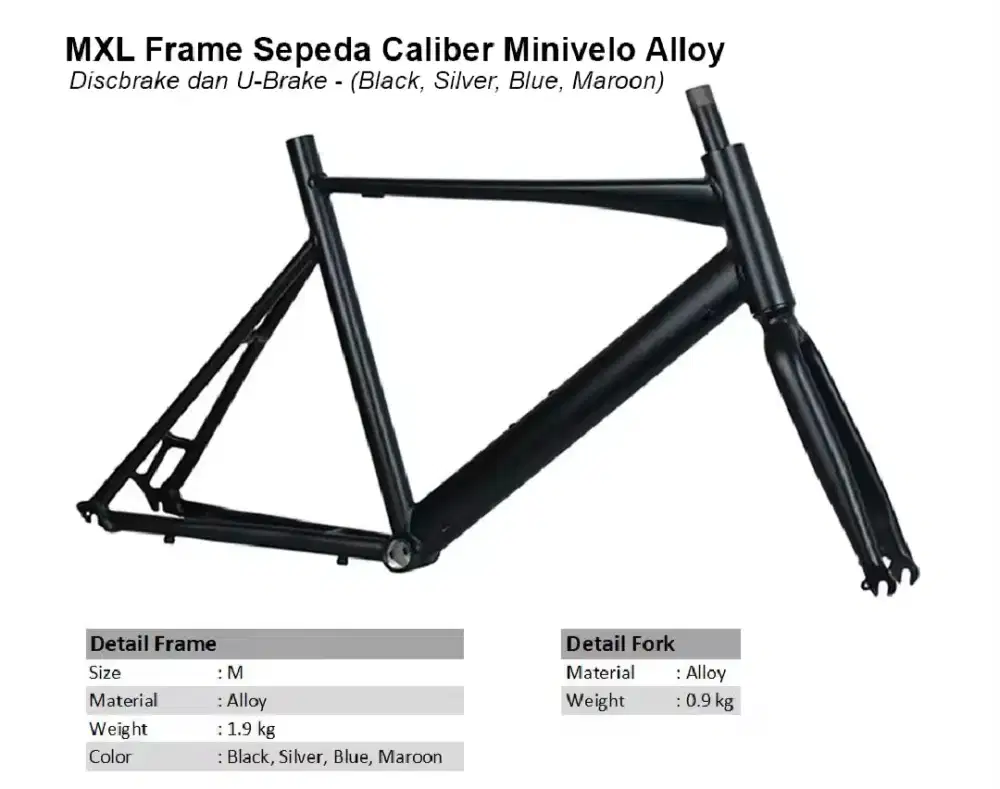 Frame minivelo mxl calibre alloy hitam