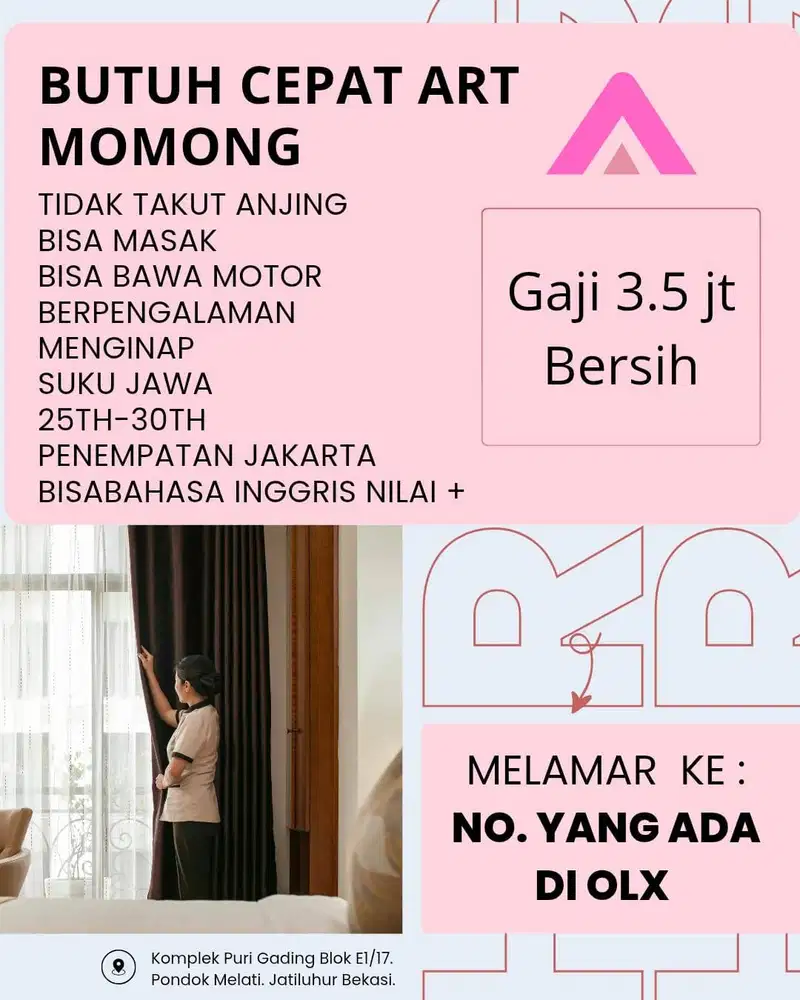 Lowongan ART Momong Balita Penempatan di Wilayah Jakarta