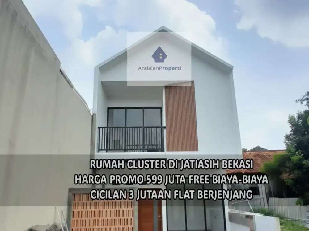 rumah cluster akses jalan 2 mobil harga 599 juta free biaya-biaya