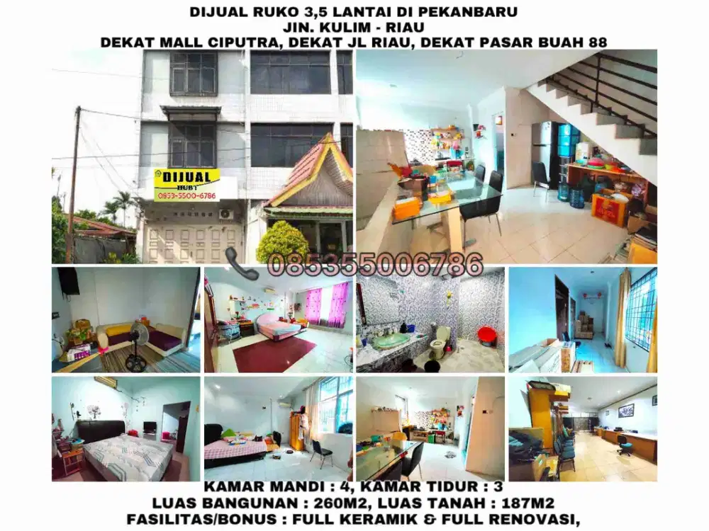 dijual ruko 3,5 lantai jl kulim