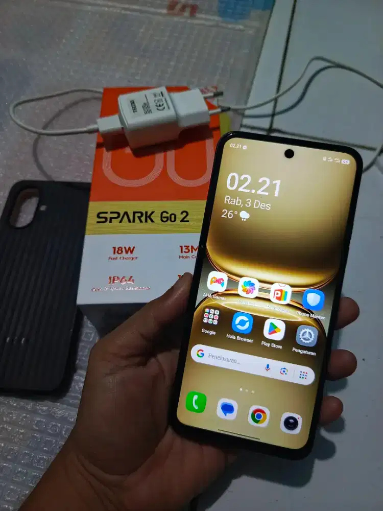 Techno spark go 2 ram 4+4/64 gb fullset mulus garansi panjang