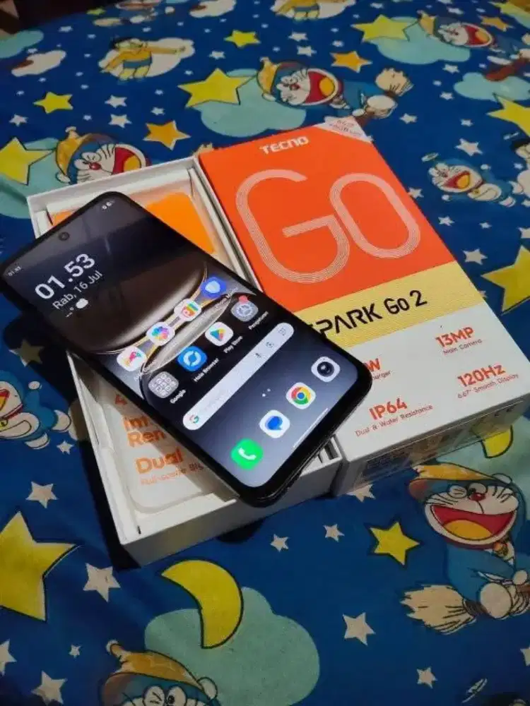 Techno spark go 2 ram 4+4/64 gb fullset mulus garansi panjang nominus