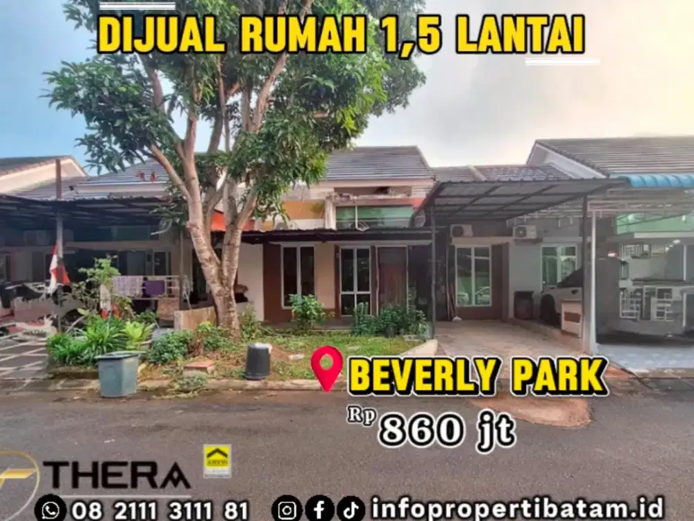 Dijual rumah 1,5 lantai siap huni di beverly park batam centre