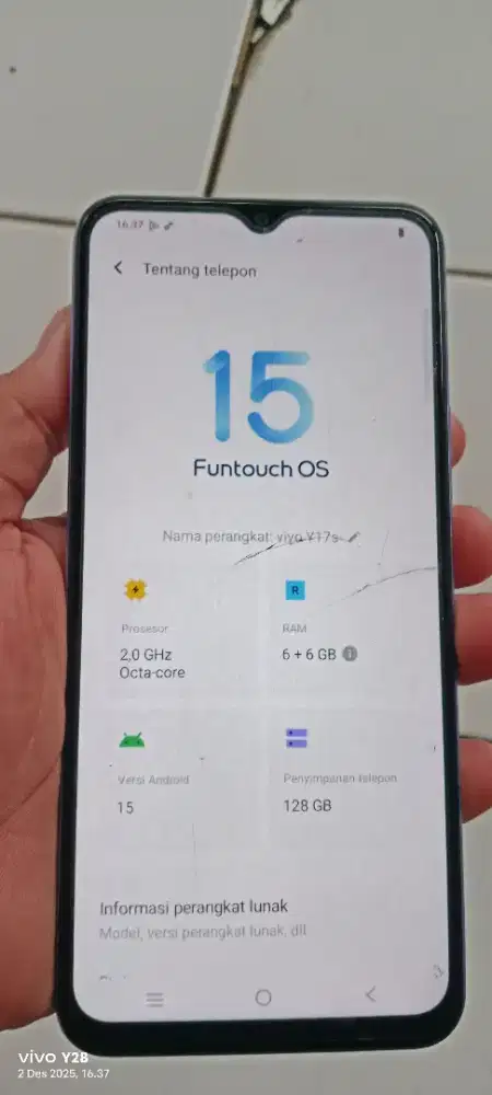 Vivo  y17s resmi  6+6/128 mnus lyar retak normal smua orian