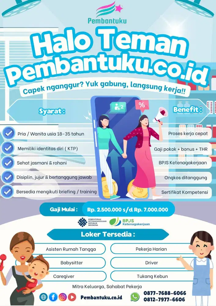 Loker asisten rumah tangga, babysitter, perawat lansia