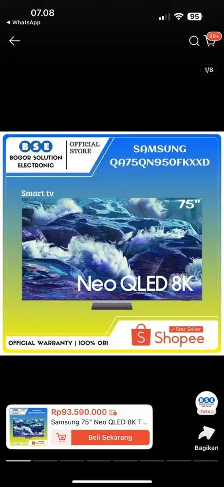 Dijual Tv Samsung 75 Inch Smart TV