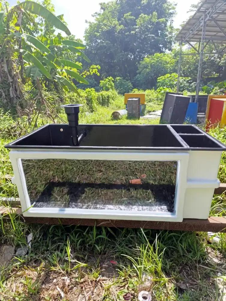 Kolam ikan hias 125*55*50+kaca+filter samping fiberglass