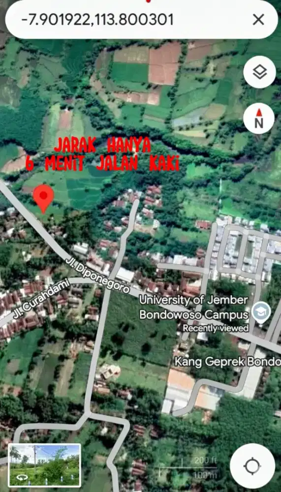 Dijual tanah dekat Universitas Negri Jember (UNEJ) cab.Bondowoso