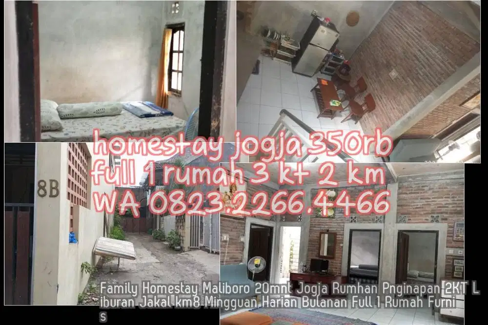 Family Homestay Rumah Yogya Las 2KT Lebaran Pa Bulanan Harian Mingguan