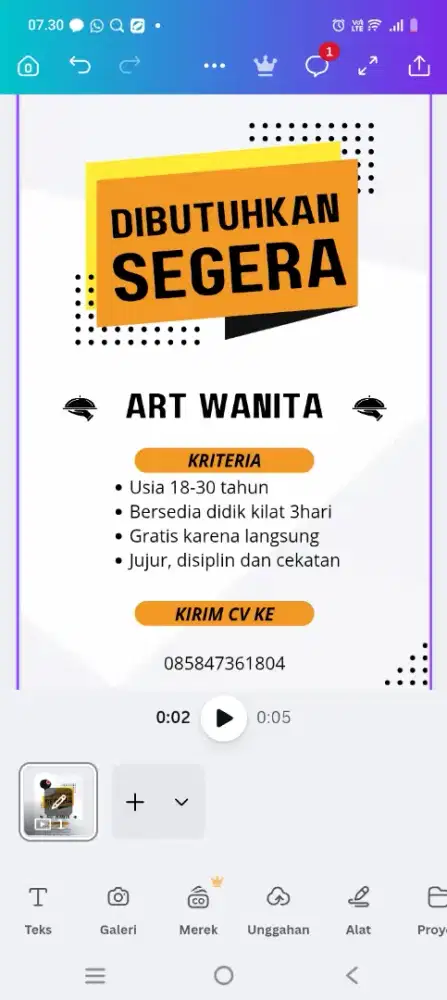 Dibutuhkan art 18-30