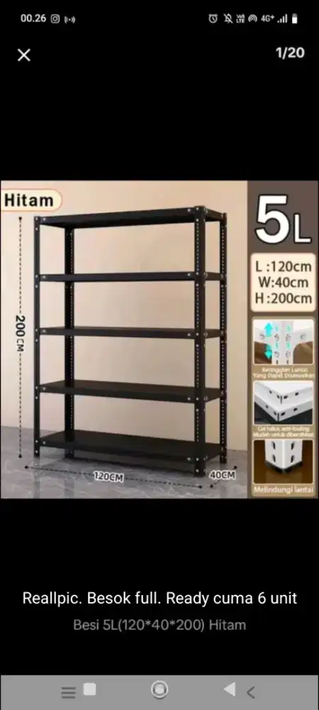 Dijual rak besi 5 susun bahan bahan besi kuat