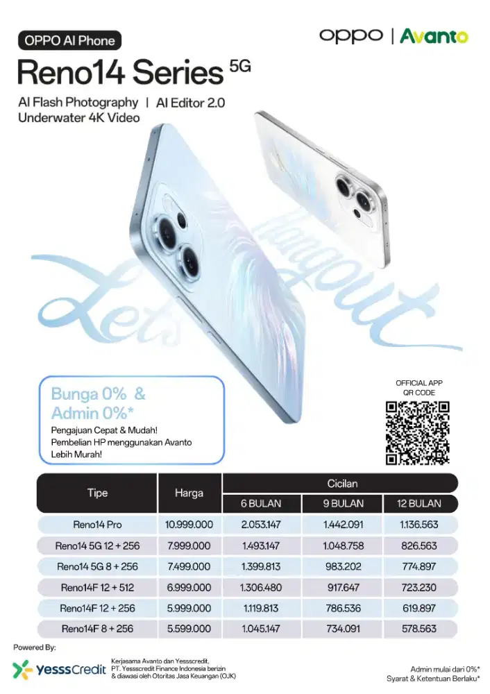 Oppo Reno 14f new garansi resmi 8/256gb