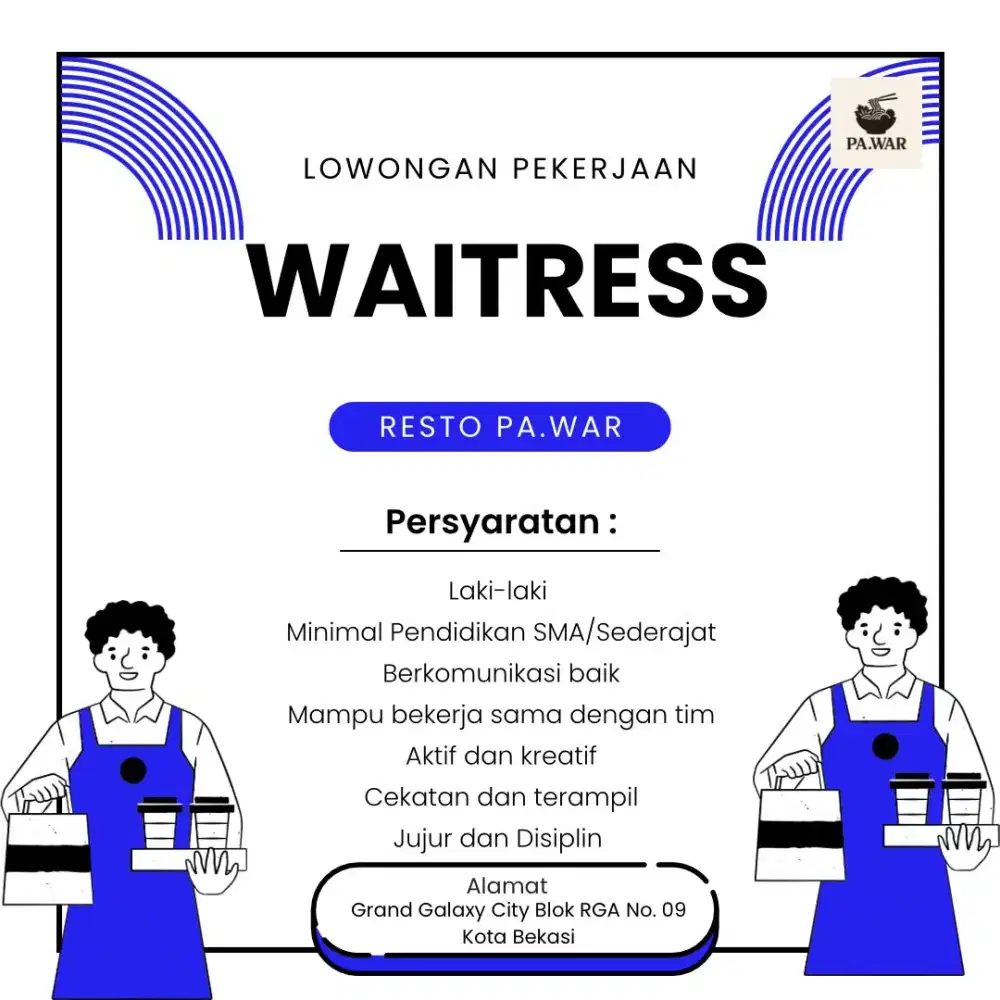 Lowongan Waitress laki-laki