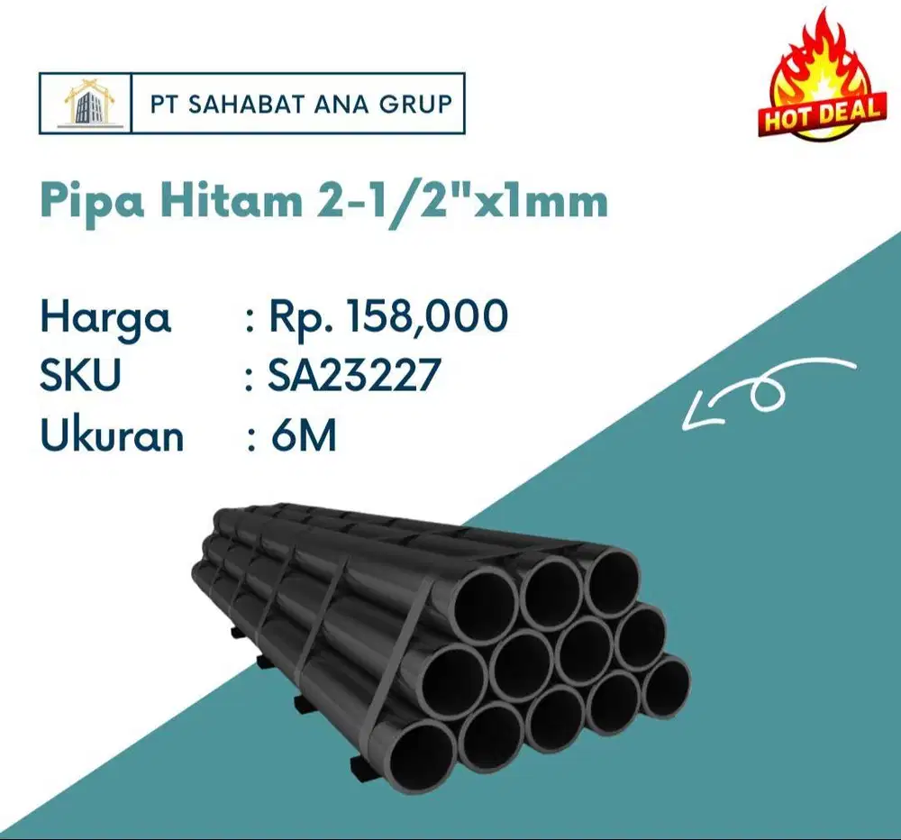 Pipa Hitam 2-1/2x1mm