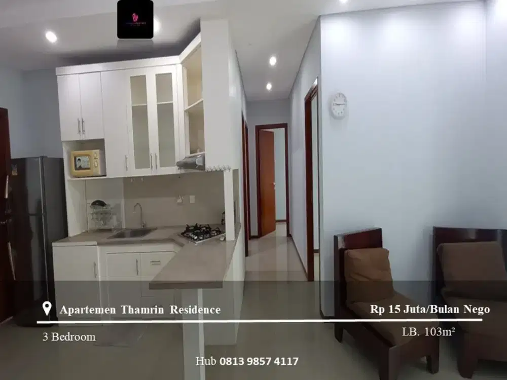 Disewakan Apartement Thamrin Residence High Floor 3BR Full Furnished