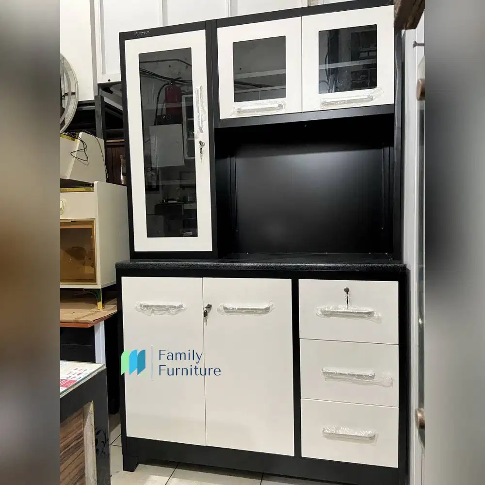 Lemari Dapur / Lemari Sayur Plat Besi Hitam Putih (KC 001) (D)