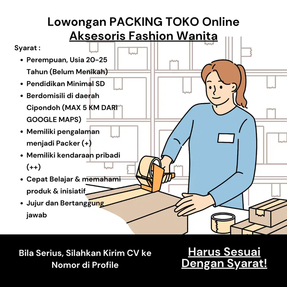 LOWONGAN KERJA UNTUK TIM PACKING