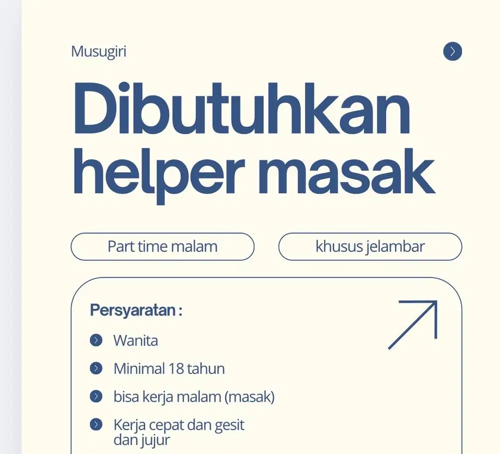 Lowongan helper masak