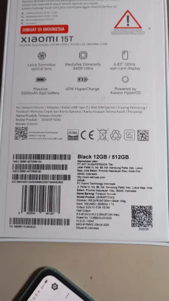 XIAOMI 15T 15t ram 12gb/512gb