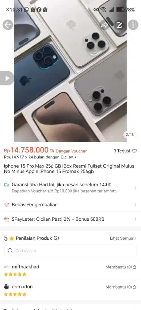 Iphone 15 Pro Max 256 GB Ibox BH87% Like New No Minus Fullset Original