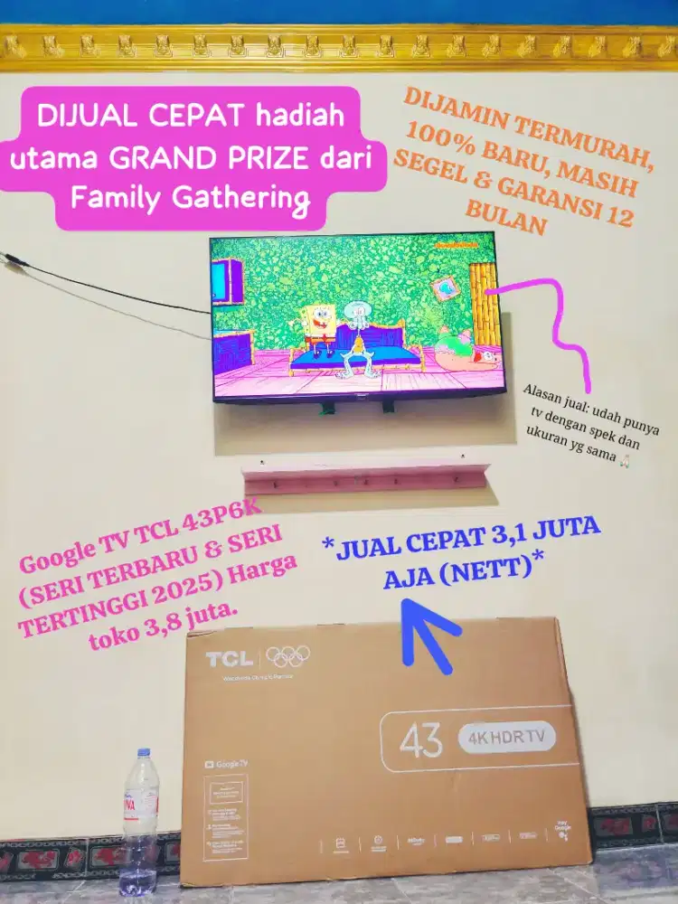 JUAL CEPAT B.U. DIJAMIN TERMURAH TCL Google TV 43 in P6K Jual Rugi gpp