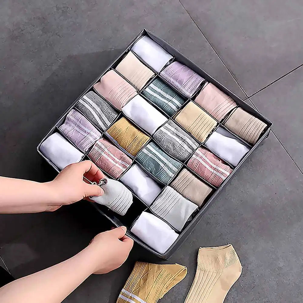 251203C Kotak Sekat Pakaian Storage Organizer Drawer Box 24 Grid Dark