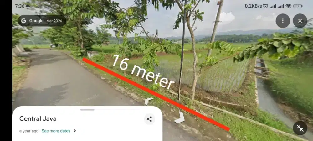 Jual Sawah Produktif pinggir jalan aspal, dekat jalan raya