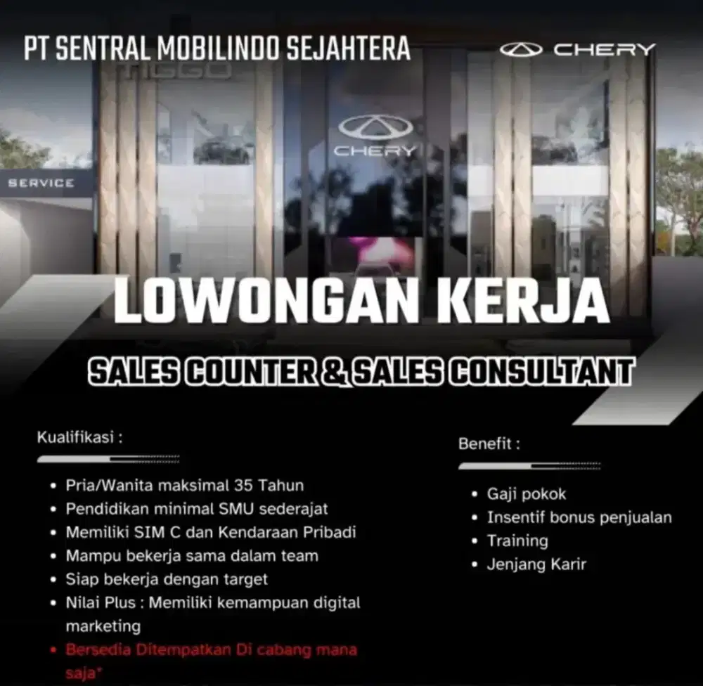 Dibutuhkan Sales Consultant