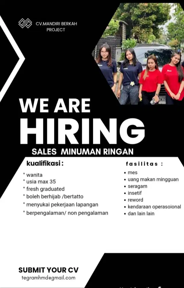 Di butuhkan 5 pelamar tercepat khusus wanita